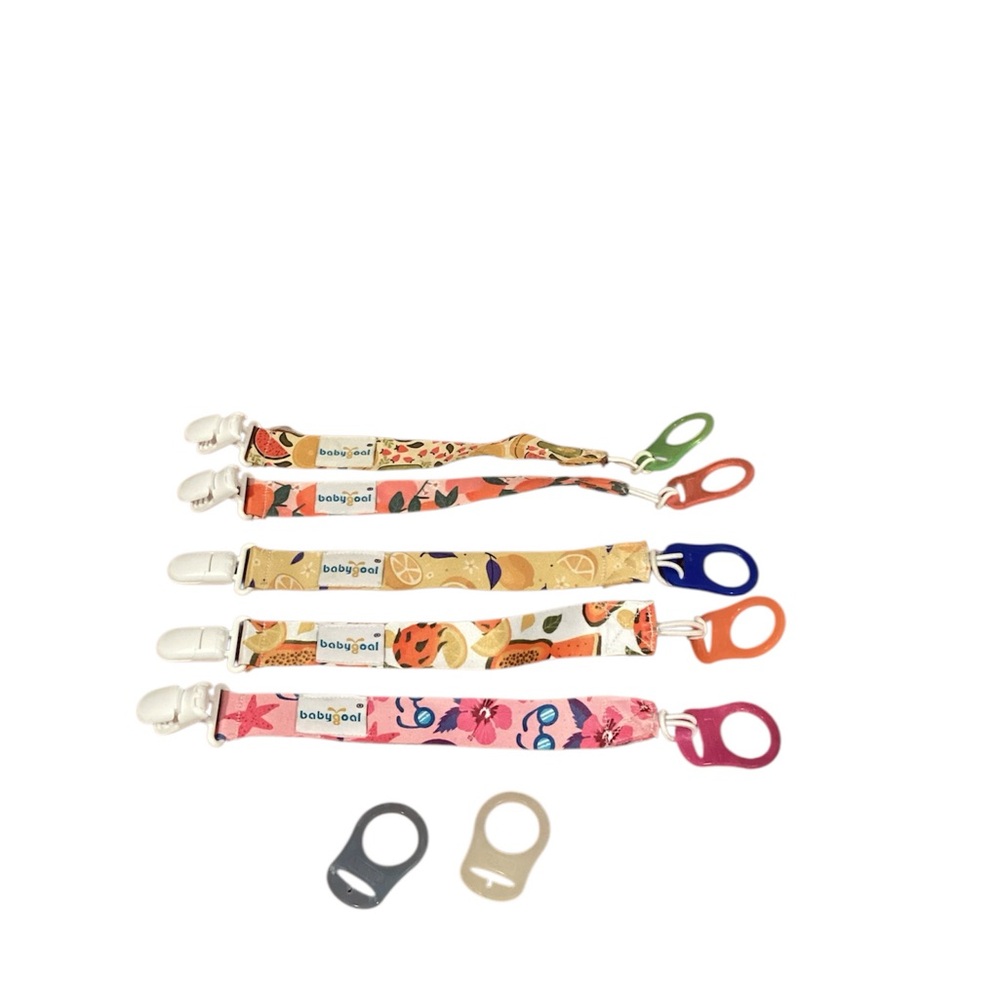 Babygoal Pacifier Clips Set of 5 Fruit Tropical Floral Universal Leash Straps